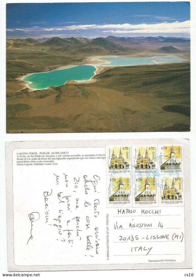 Green Laguna Verde In Chile - Andes Chilenas - Pcard 27mar2000 With Booklet Pairs - Other & Unclassified