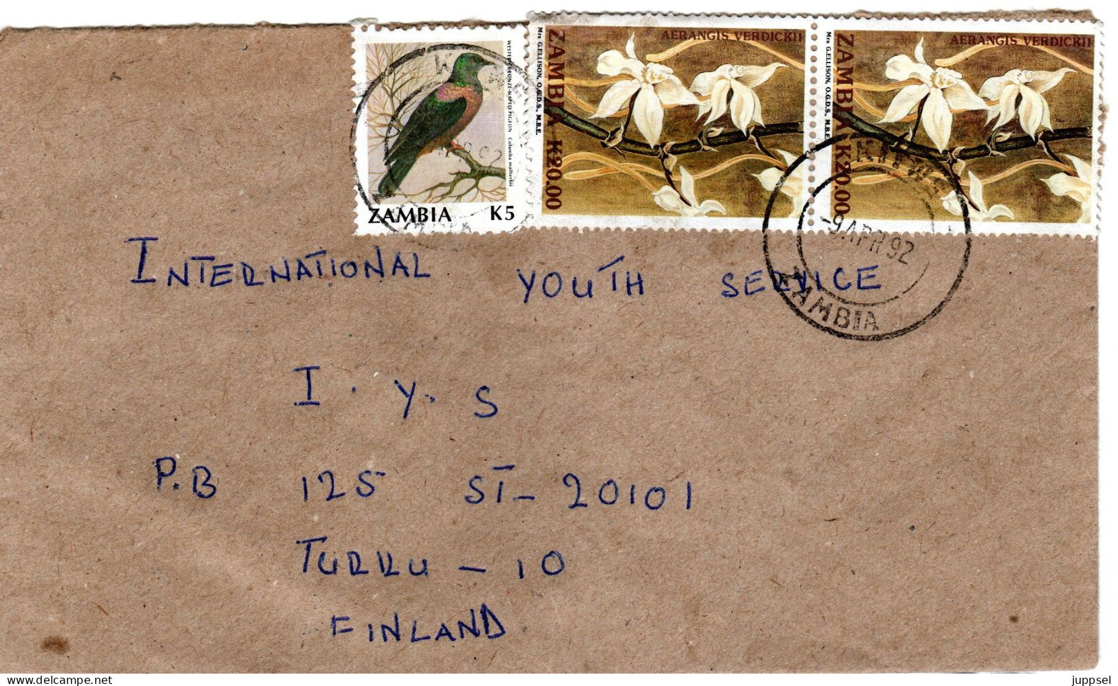 ZAMBIA, Letter, Western Bronze - Naped Pigeon     /    ZAMBIE, Lettre, Pigeon - Tauben & Flughühner