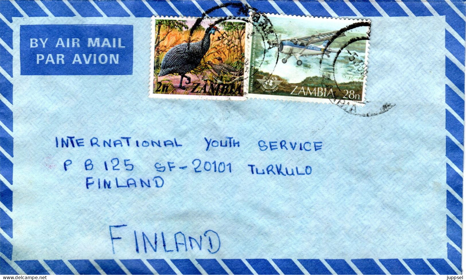 ZAMBIA, Letter, Guinea - Fowl     /    ZAMBIE, Lettre, Poule De Guinée - Palomas, Tórtolas