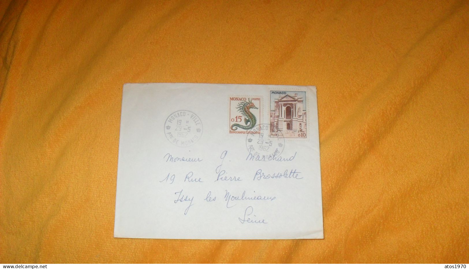 ENVELOPPE ANCIENNE DE 1962../ CACHETS MONACO VILLEPOUR ISSY LES MOULINEAUX..+ TIMBRES X2 - Covers & Documents