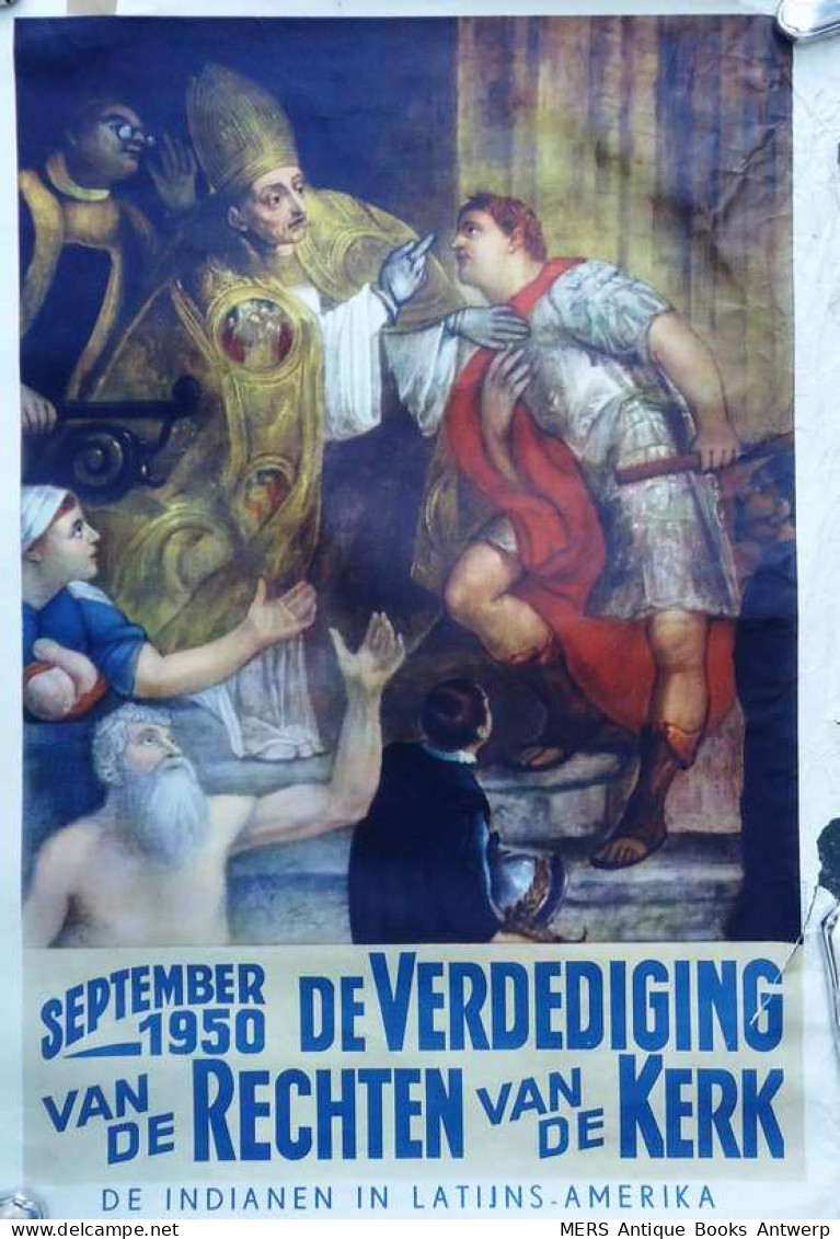 AFFICHE: September 1950: De Verdediging Van De Rechten Van De Kerk (illustratie: Een Kardinaal Met Mijter Vermaant En  - Other & Unclassified