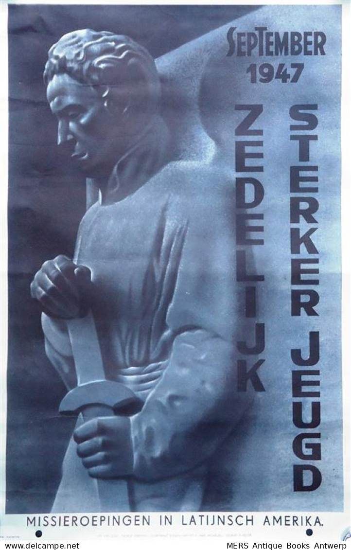 AFFICHE: September 1947: Zedelijk Sterker Jeugd (illustratie: Gebeeldhouwde Aartsengel Michael) - Otros & Sin Clasificación