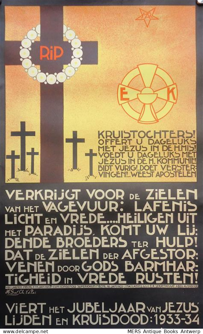 AFFICHE: Kruistochters! Offert U Dagelijks Met Jezus In De H. Mis! Etcetera. Viert Het Jubeljaar Van Jezus Lijden En K - Autres & Non Classés