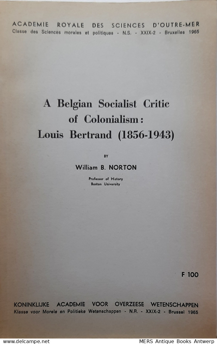 A Belgian Socialist Critic Of Colonialism : Louis Bertrand (1856-1943) - Afrique