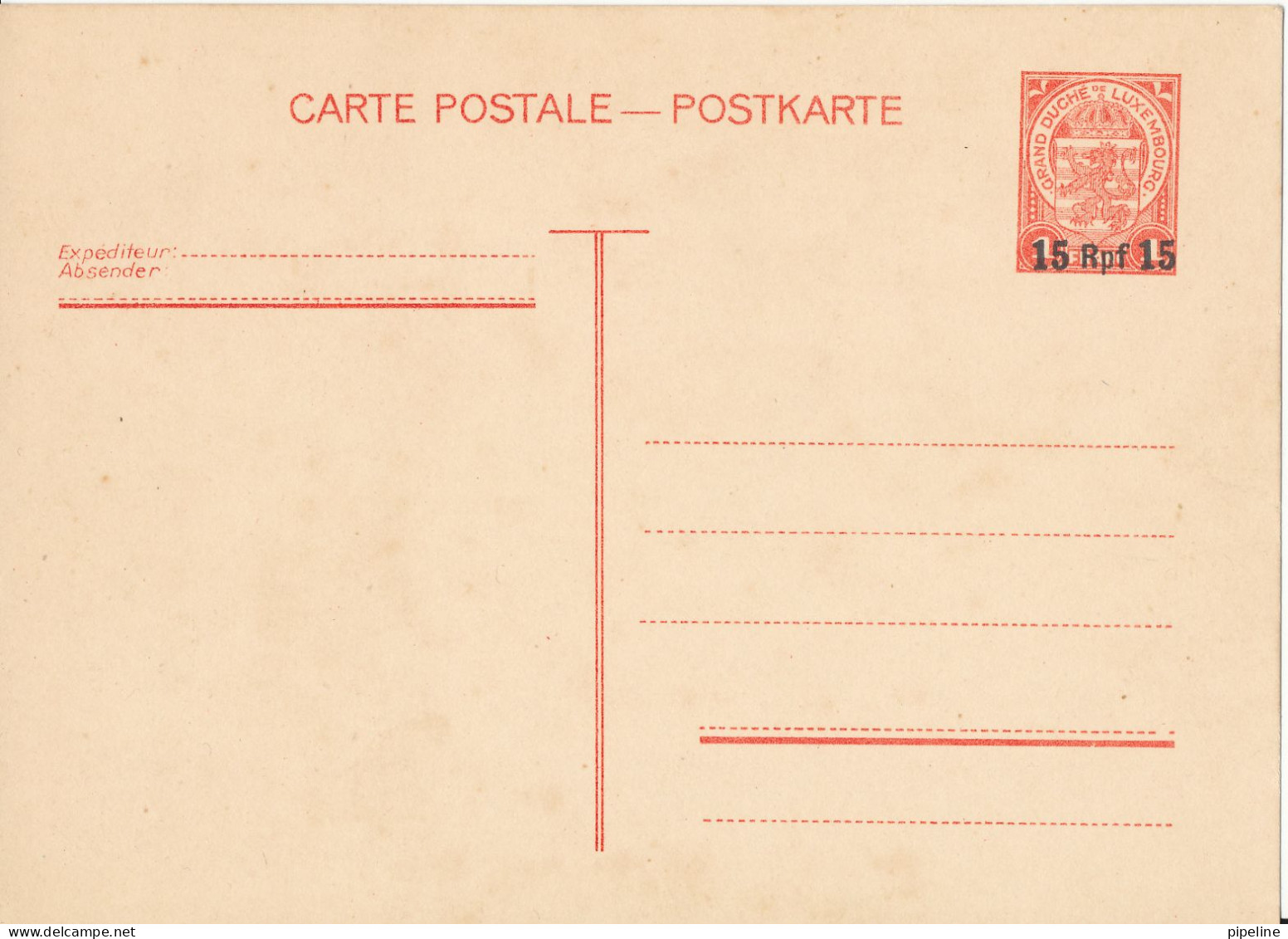 Luxembourg Postal Stationery Postcard Grand Duche Overprinted In Mint Condition - Stamped Stationery