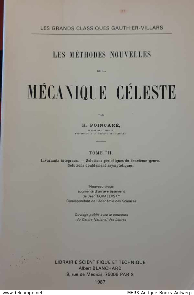 Les Méthodes Nouvelles De La Mécanique Céleste. Tome III - Wissenschaft