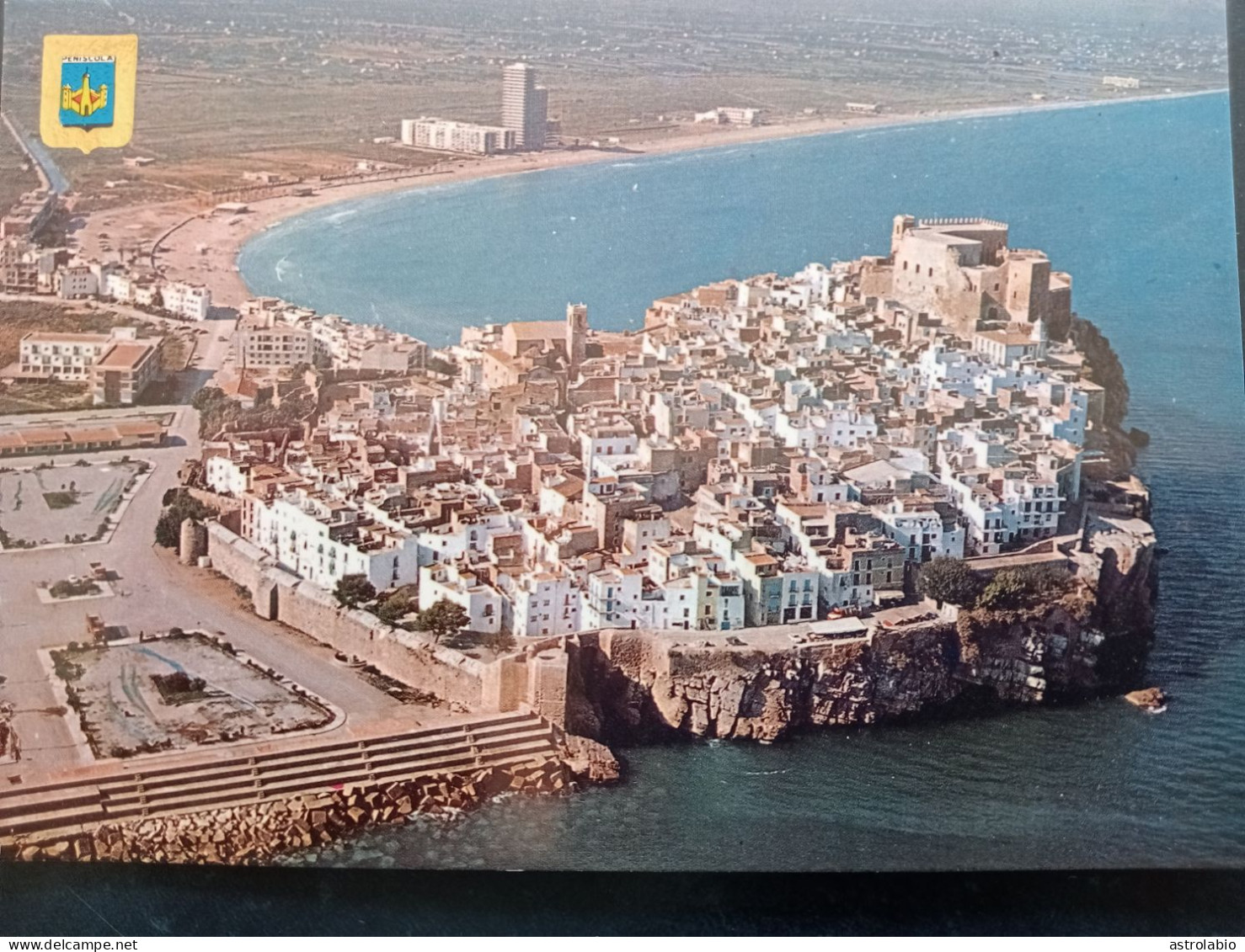 Peñíscola, Vista Aérea (Castellón) CP Sín Circular. Escudo De Oro - Castellón