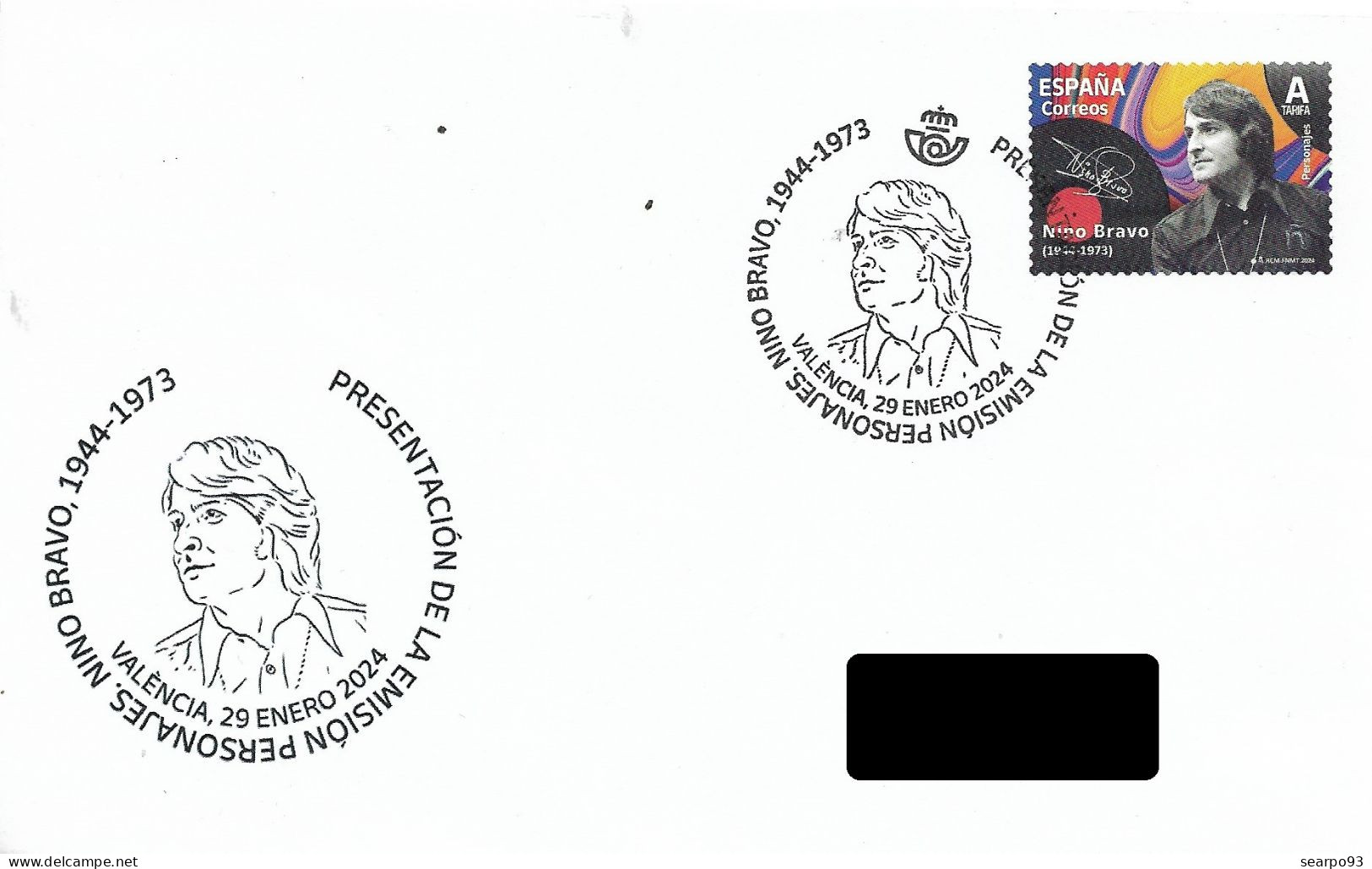 SPAIN. POSTMARK. SINGER NINO BRAVO. VALENCIA. 2024 - Otros & Sin Clasificación