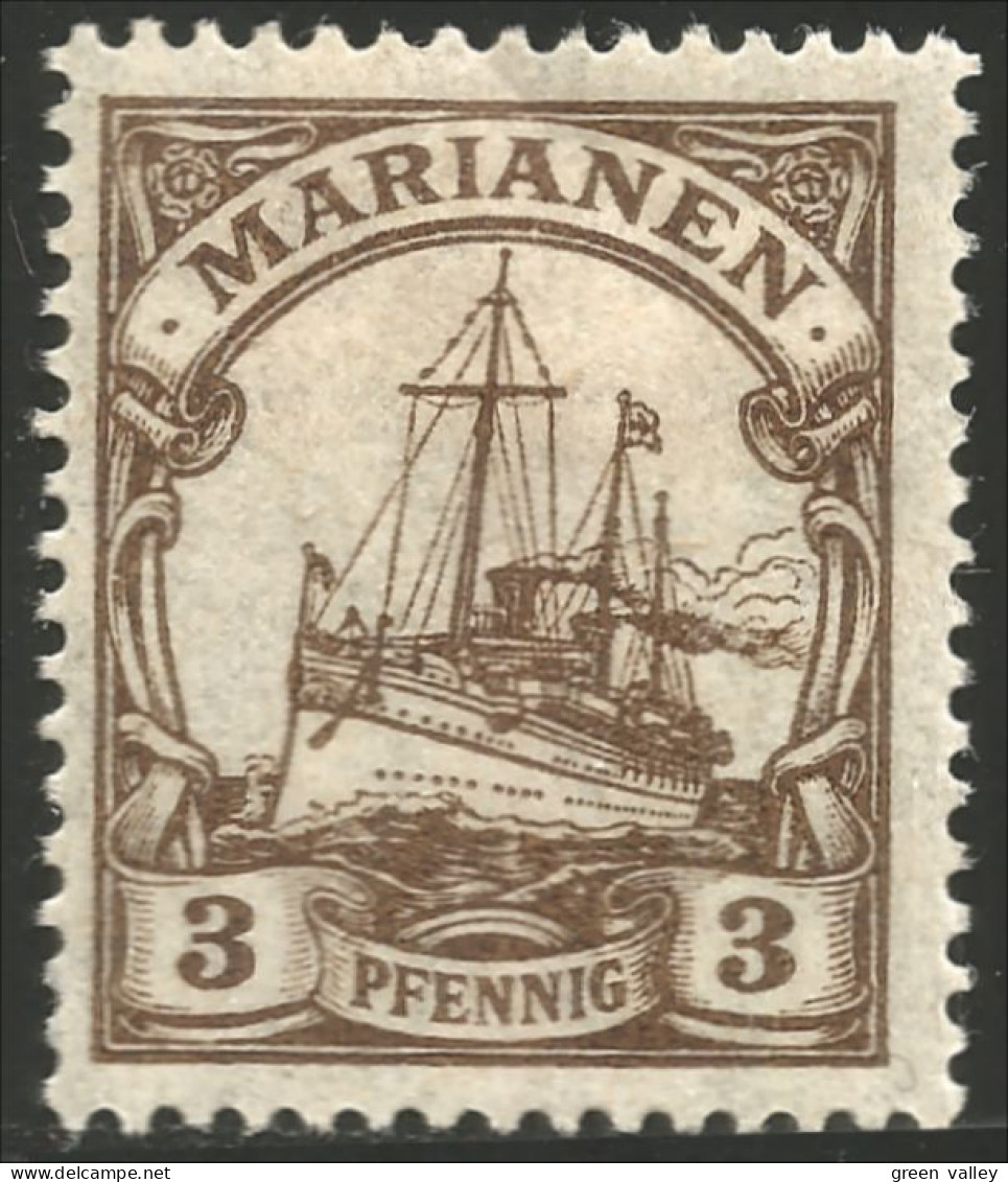 449 German Colonies Marianen 3 Pf Voilier Sailing Ship MH * Neuf (GEC-15) - Islas Maríanas