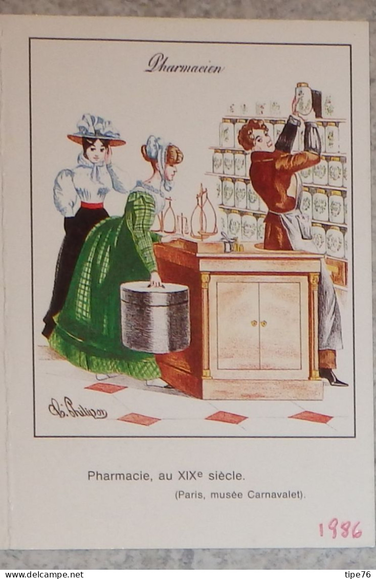 Petit Calendrier Poche  1986 Illustration Pharmacie Femmes Pharmacien Pot - Small : 1981-90
