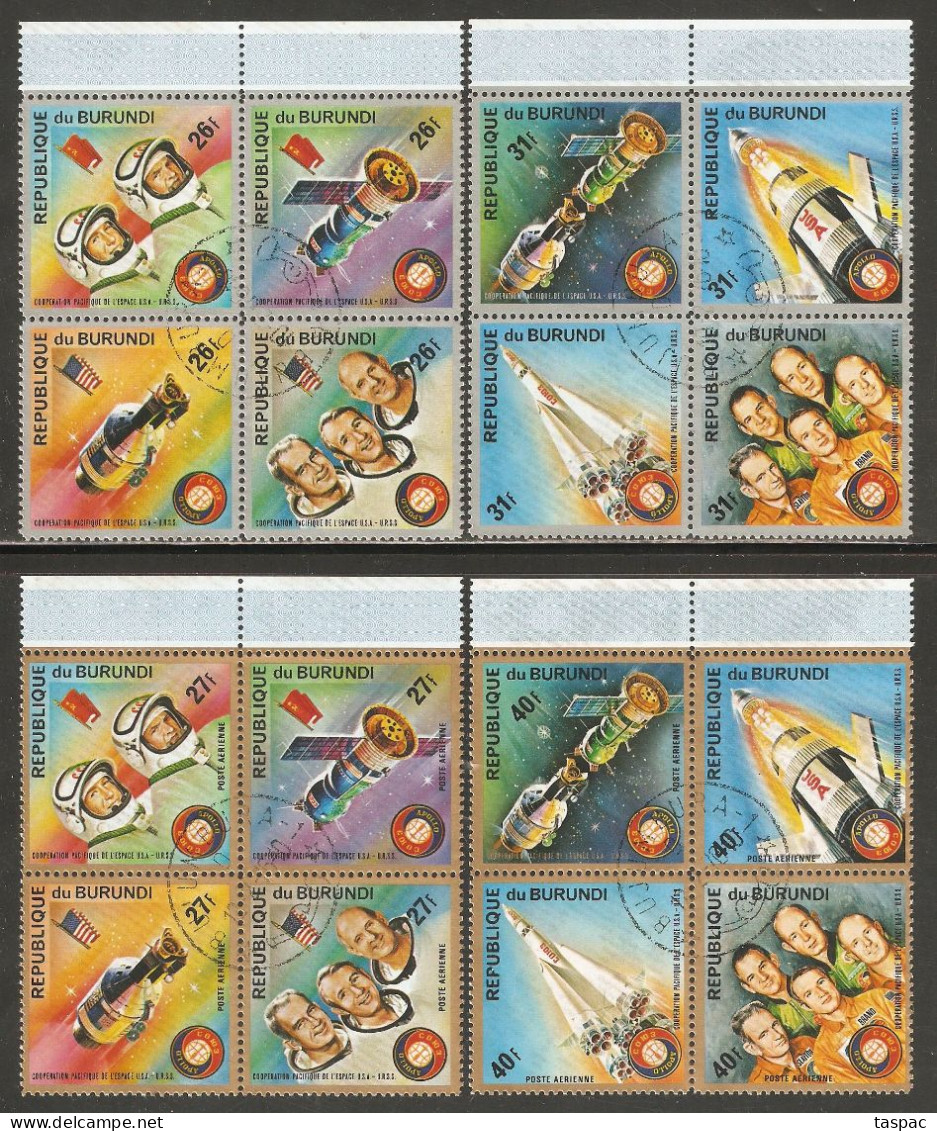 Burundi 1975 Mi# 1133-1148 A Used - 4 Blocks Of 4 - Apollo Soyuz Space Test Project - Usati