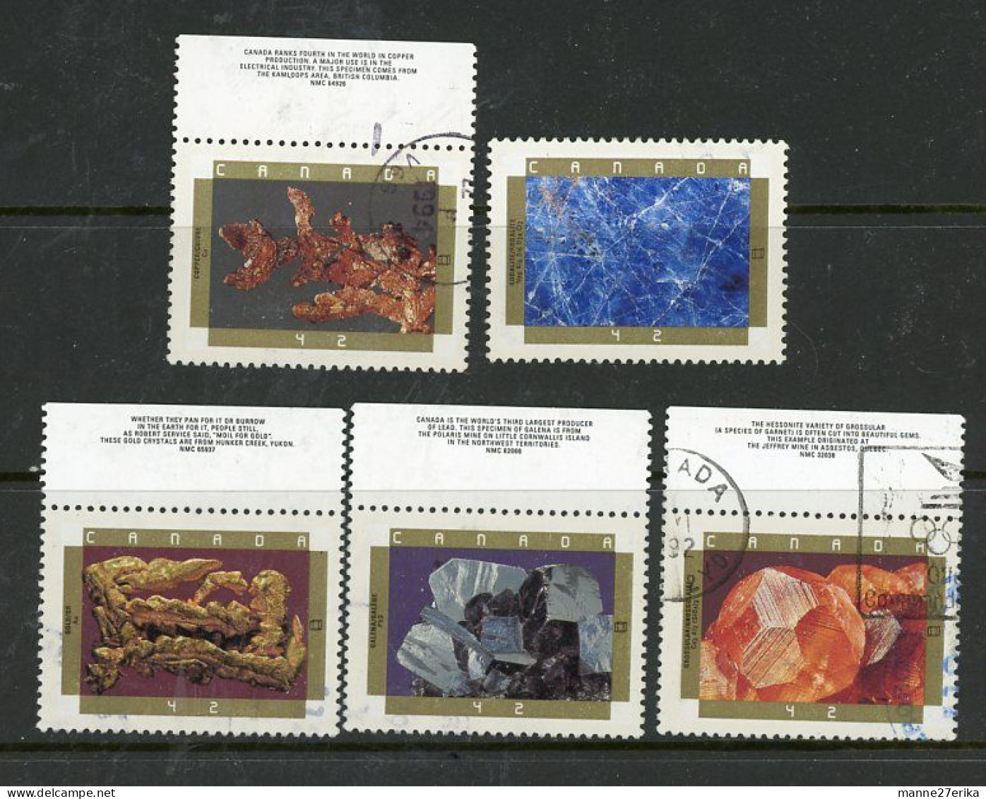 Canada  USED 1992 Canadian Minerals - Used Stamps