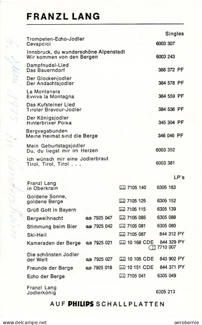 FRANZL LANG - Foto-Autogrammkarte / Volksmuskiant (*1930-+2015)- Signiert (1975) - Autogramme