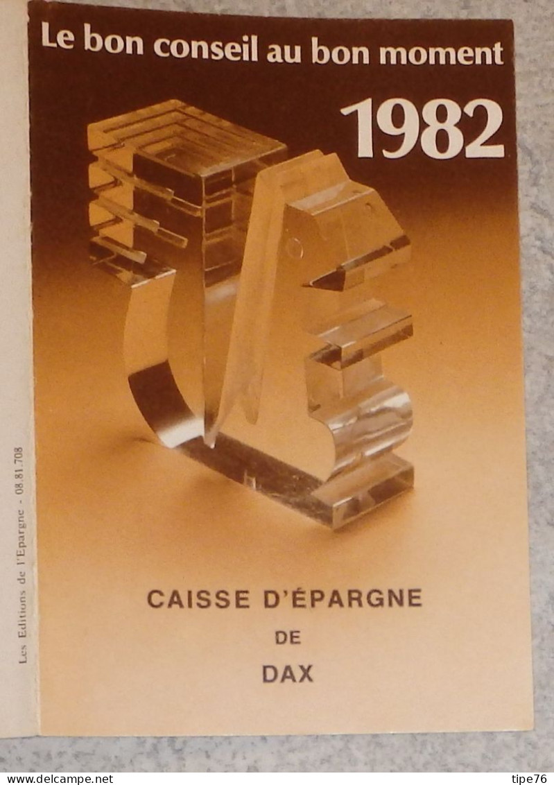 Petit Calendrier Poche  1982 Caisse Epargne écureuil Dax Landes - Petit Format : 1981-90