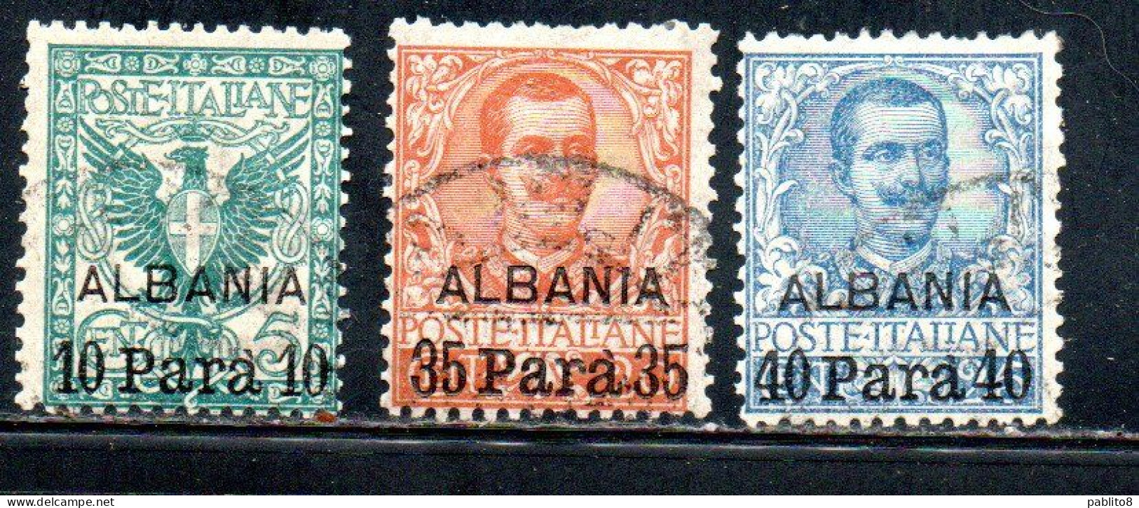 LEVANTE ALBANIA 1902 SOPRASTAMPATO D'ITALIA SERIE COMPLETA ITALY SURCHARGED COMPLETE SET USATA USED OBLITERE' - Albanië