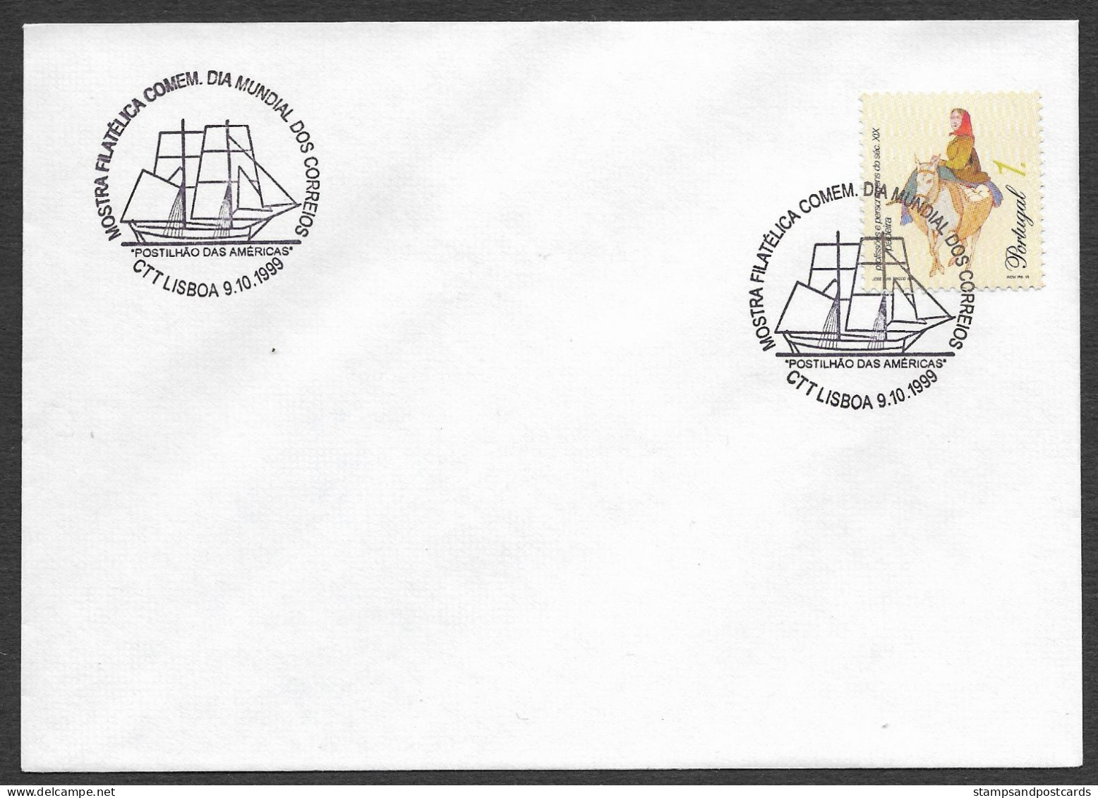 Portugal Cachet Commemoratif 1999 Expo Philatelique Journée Mondiale De La Poste Event Pmk Stamp Expo World Post Day - Postembleem & Poststempel