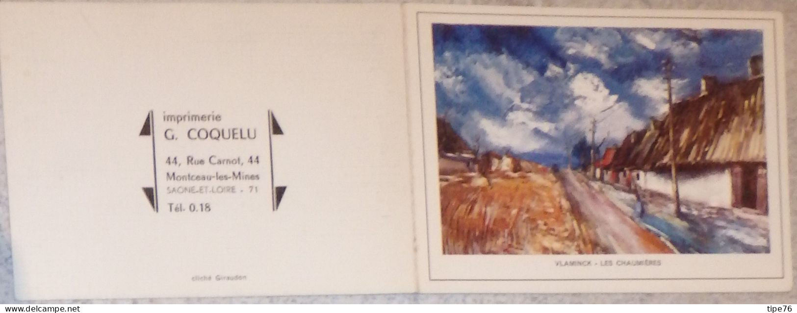 Petit Calendrier Poche  1972 Peinture Vlaminck Les Chaumières - Montceau Les Mines Saône Et Loire - Petit Format : 1971-80