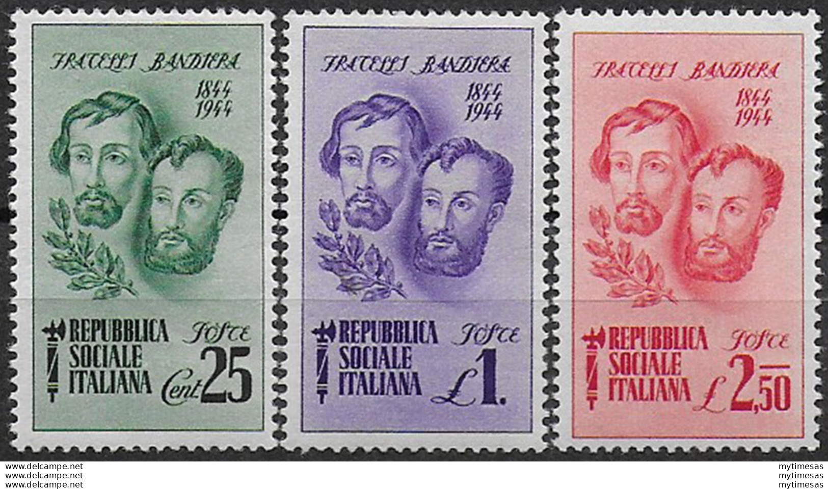 1944 Repubblica Sociale Fratelli Bandiera 3v. MNH Sassone N 512/14 - Andere & Zonder Classificatie