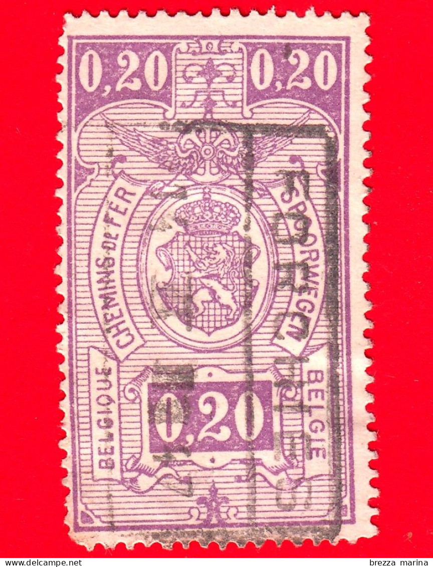 BELGIO - Usato - 1941 - Francobollo Ferroviario - Ferrovia - Stemma, Numeri In Rettangolo IV - 0.20 - Used