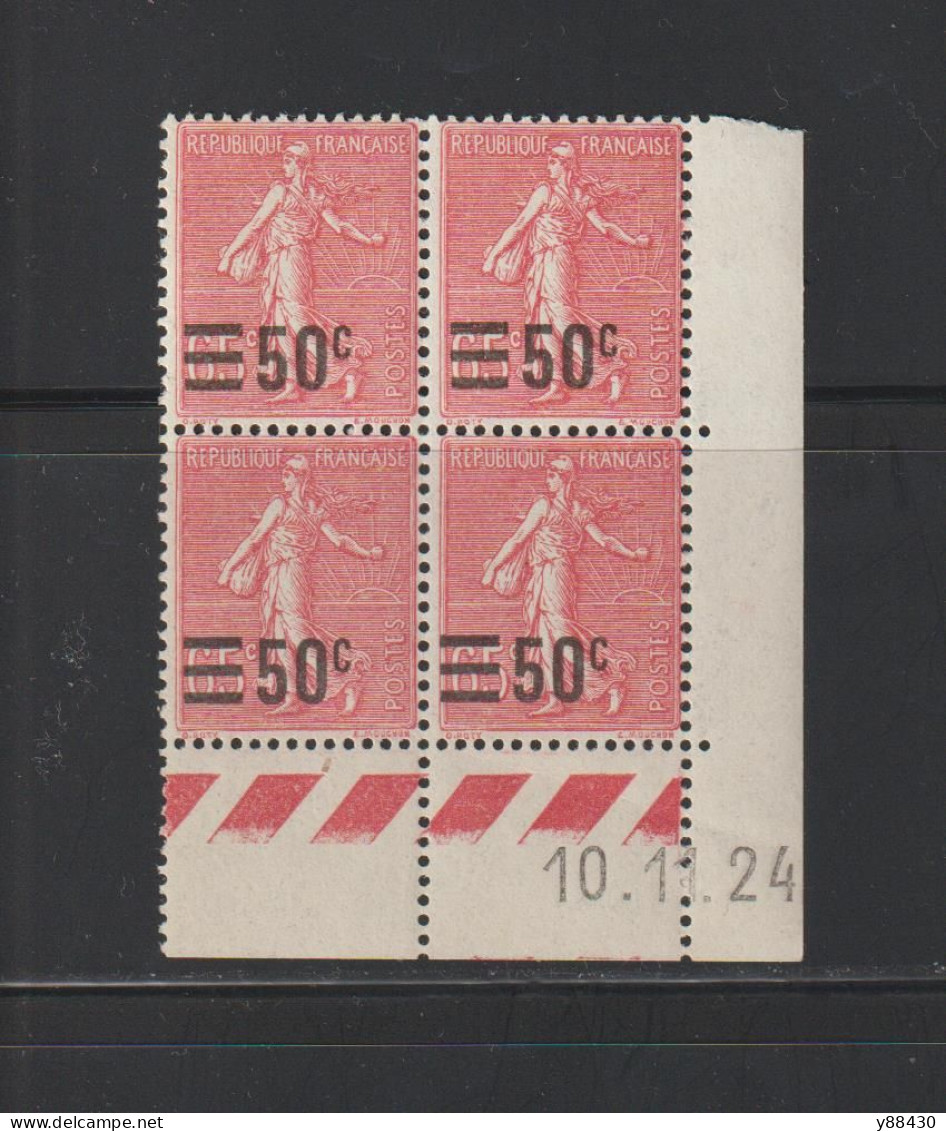 224 De 1926-27 - Coin Daté - 1 Bloc De 4 Timbres Neufs ** - SEMEUSE. 50c Sur 65c. Rose - 2 Scan - ....-1929