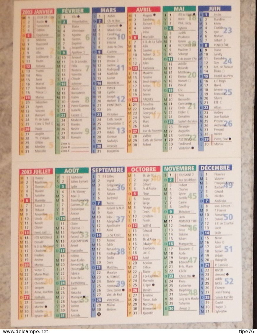 Petit Calendrier Poche 2003 Peinture Ferme Du Lot Ribaut Desfarges - - Tamaño Pequeño : 2001-...