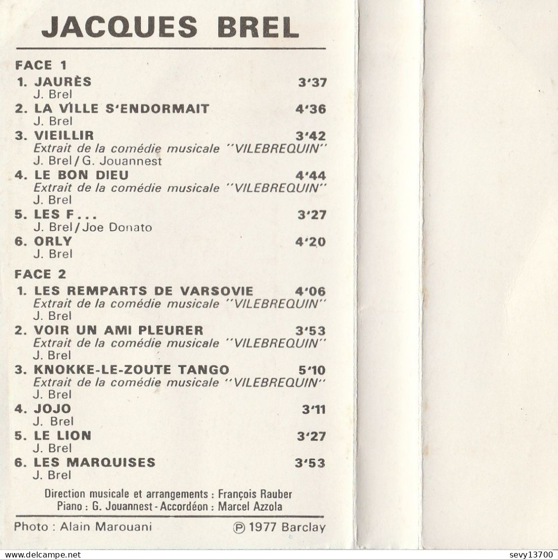 Jacques Brel - Barclay - Les Remparts De Varsovie, Jaurès, Les Marquises.... - Cassettes Audio