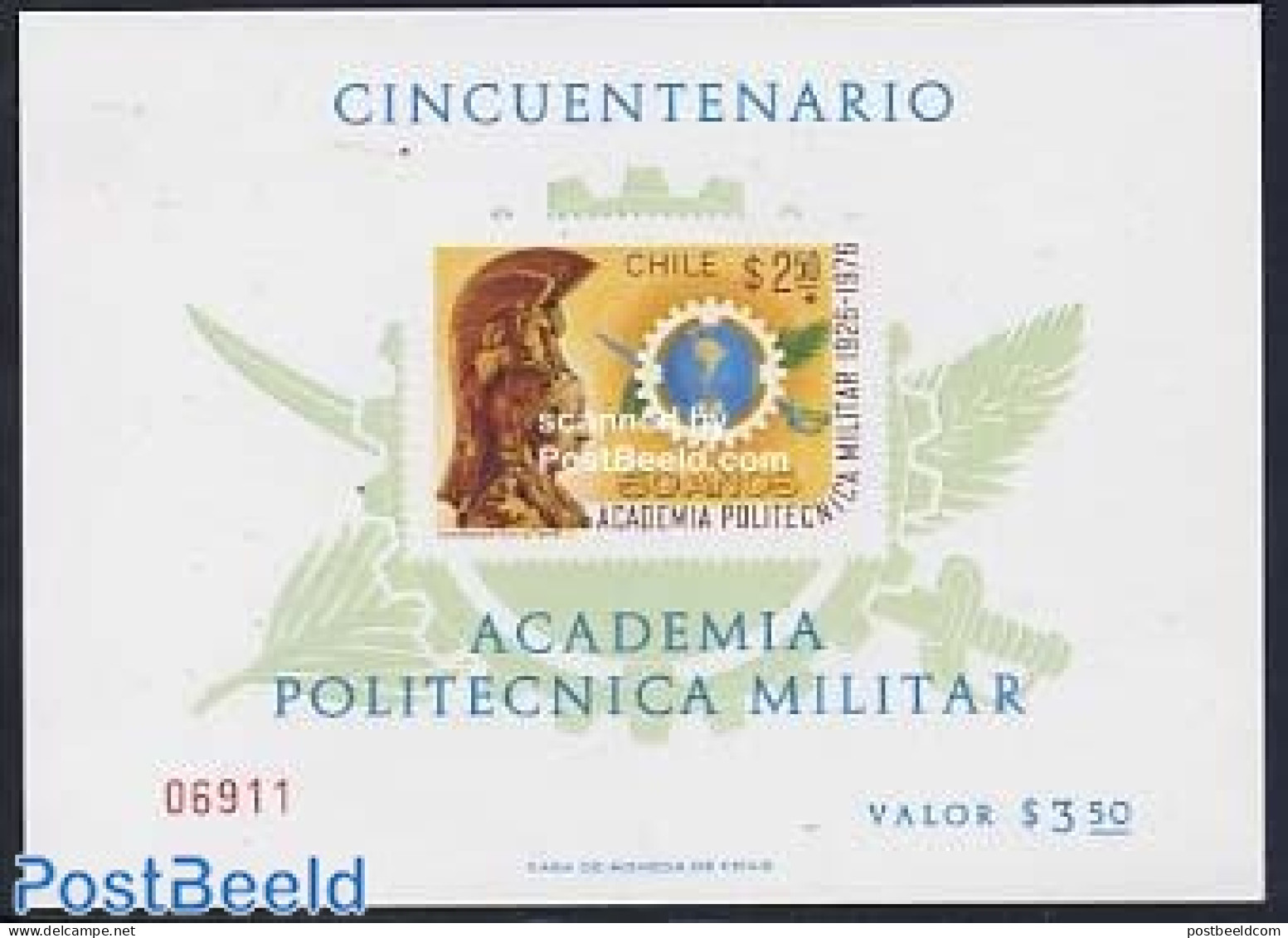 Chile 1976 Polytechical Academy Imperforated Sheet, Mint NH, History - Science - Militarism - Education - Militares