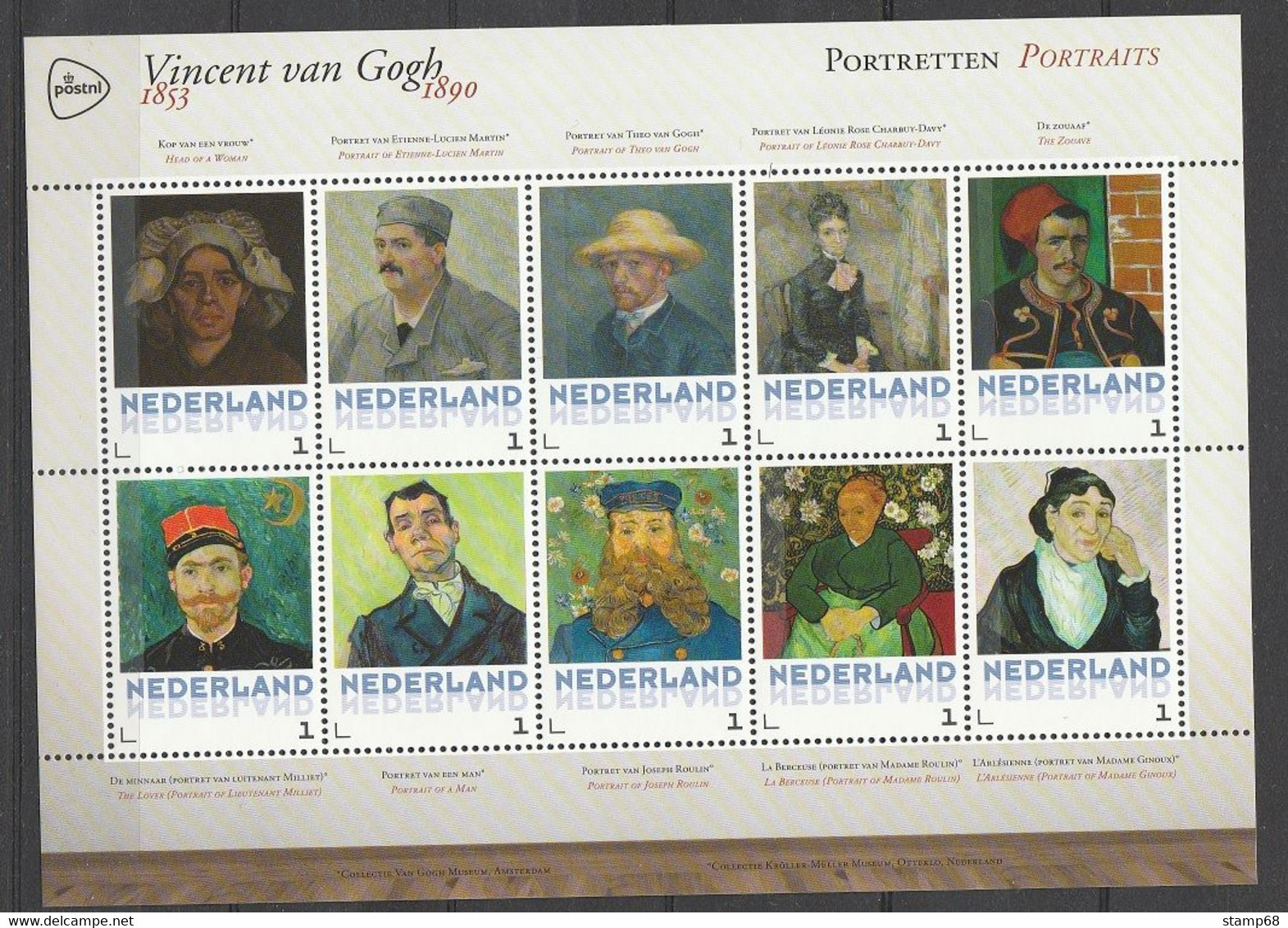 Nederland NVPH 3012F1-4 Mapje Persoonlijke Zegels Vincent Van Gogh 2015 MNH Postfris Art Paintings - Sellos Privados