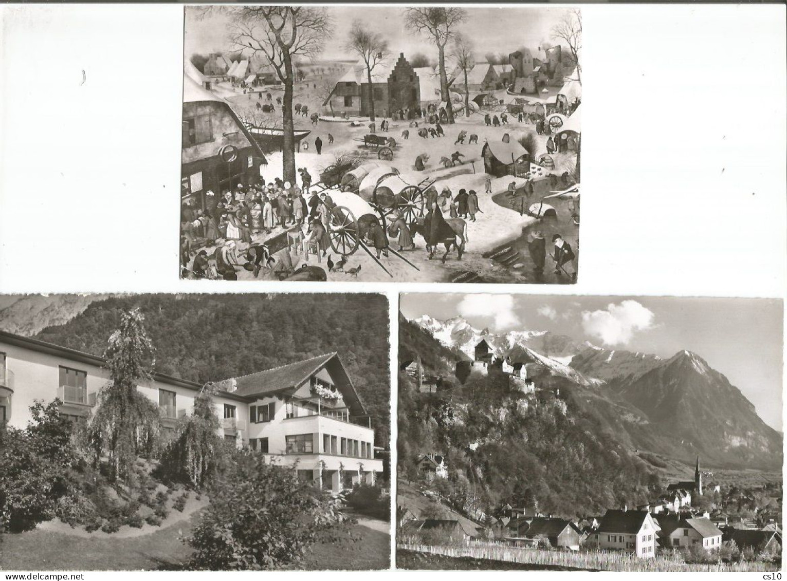 Liechtenstein Lot #6 PPCs, 3 Colored + 3 B/w, Used To Europe - Nice Views And Frankings - Liechtenstein