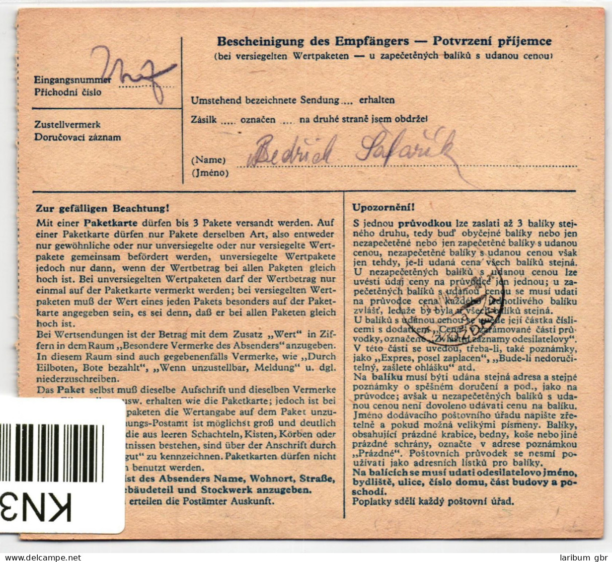 Böhmen Und Mähren 72 U.a. Auf Brief Als Mischfrankatur Paketkarte #KN364 - Andere & Zonder Classificatie