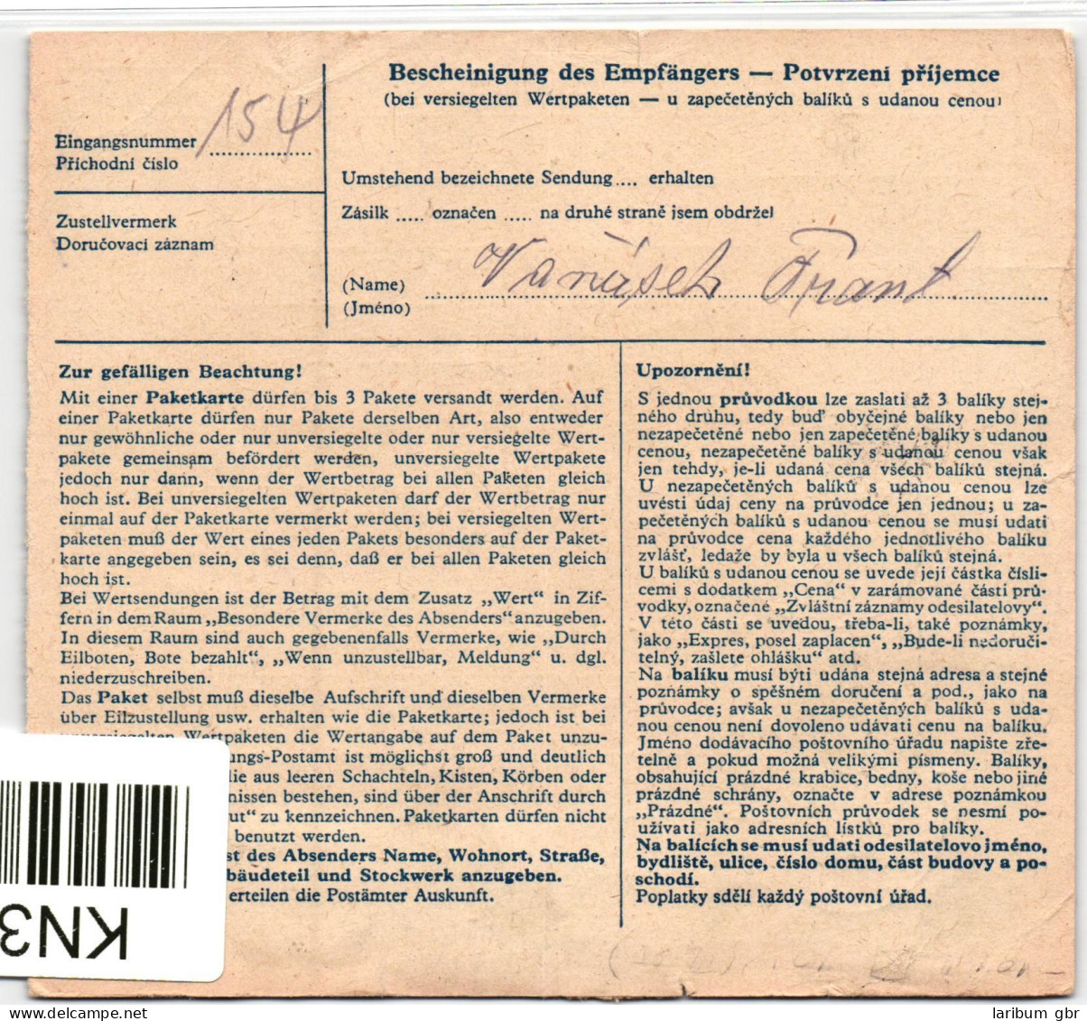 Böhmen Und Mähren 102 U.a. Auf Brief Als Mischfrankatur Paketkarte #KN361 - Andere & Zonder Classificatie