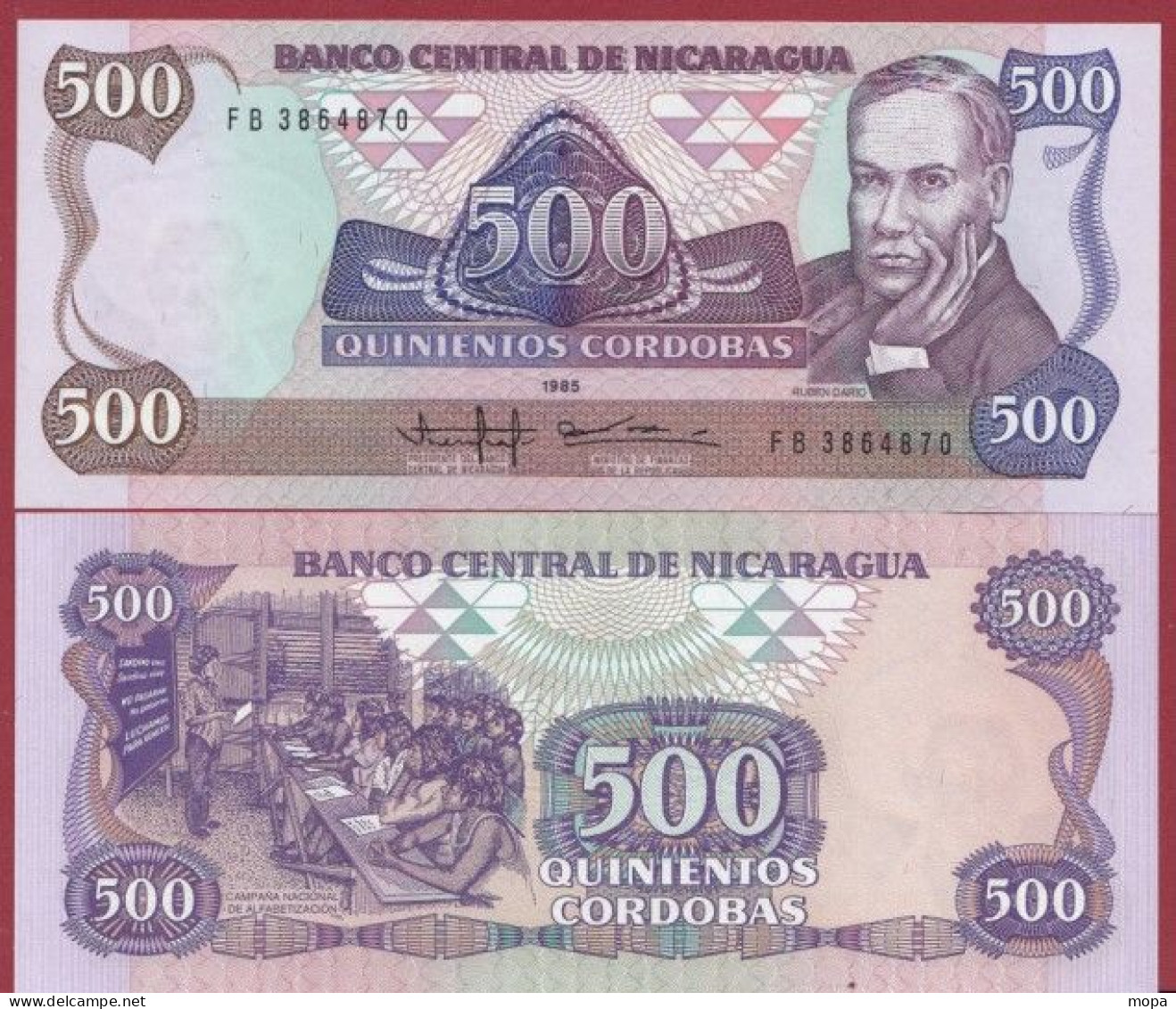 Nicaragua   --500 Cordobas   --- 1985---UNC --(311) - Nicaragua