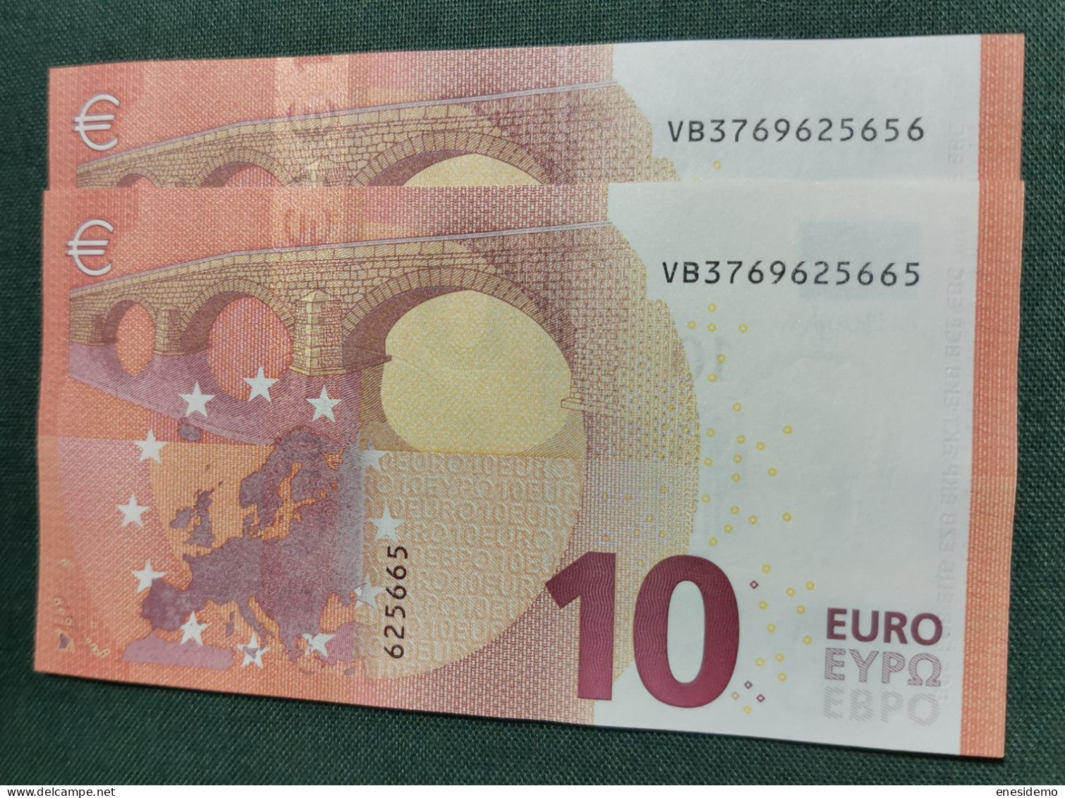 10 EURO SPAIN 2014 DRAGHI V011I1 VB CORRELATIVE COUPLE RADAR 2 SC FDS UNC. - 10 Euro