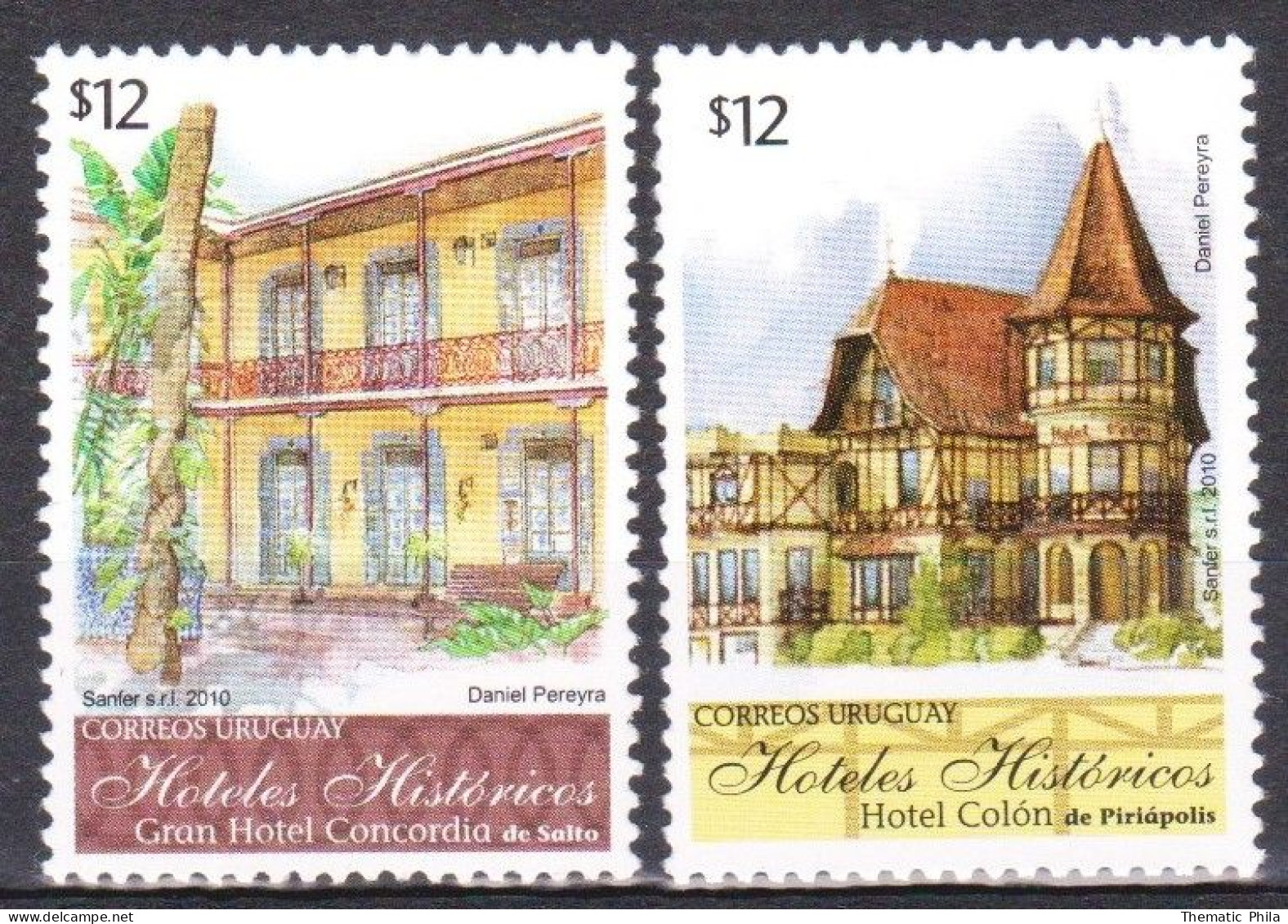 2010 URUGUAY Hoteles Historic Hotels Salto Piriapolis  Yv 2424/5 - Uruguay