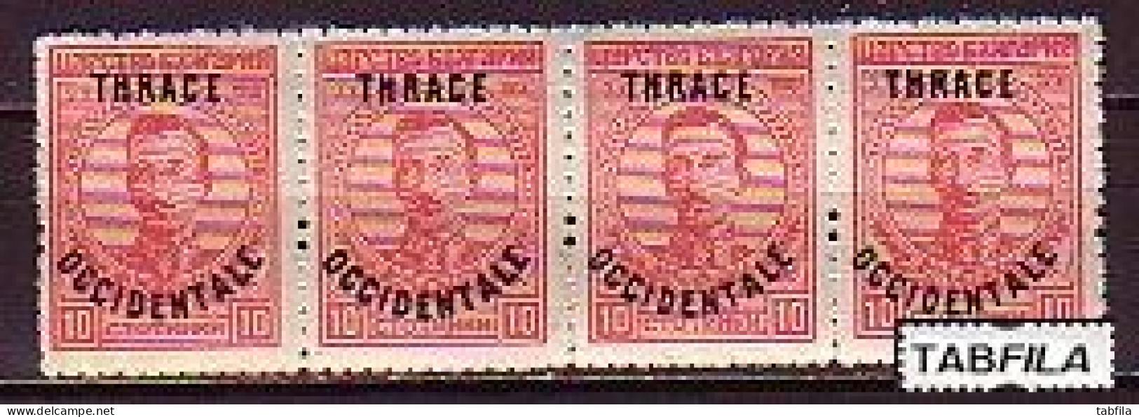 BULGARIA - 1920 - Tim.de 1919 Avec Surcharge "Thrace Occidentale" -  10st -  Mi No 21 - MNH - Band Of 4 - Nuovi