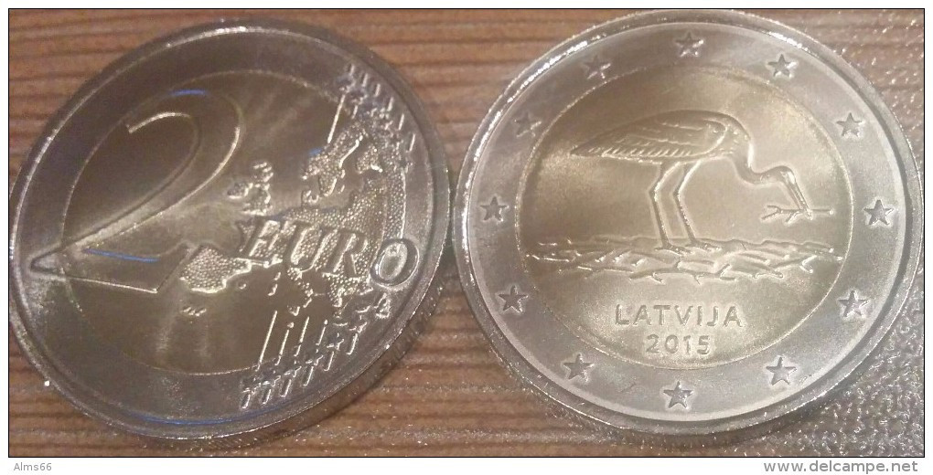 Latvia 2 Euro 2015 UNC (From Roll) - Stork - Lettland