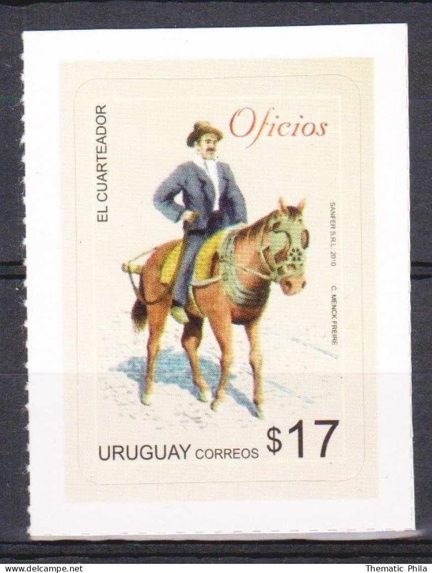 Uruguay 2010 Mnh - Oficios Trades Autoadhesivo-cuarteador Patissier Horse Cheval Leather Pferd -Yv 2431 - Uruguay