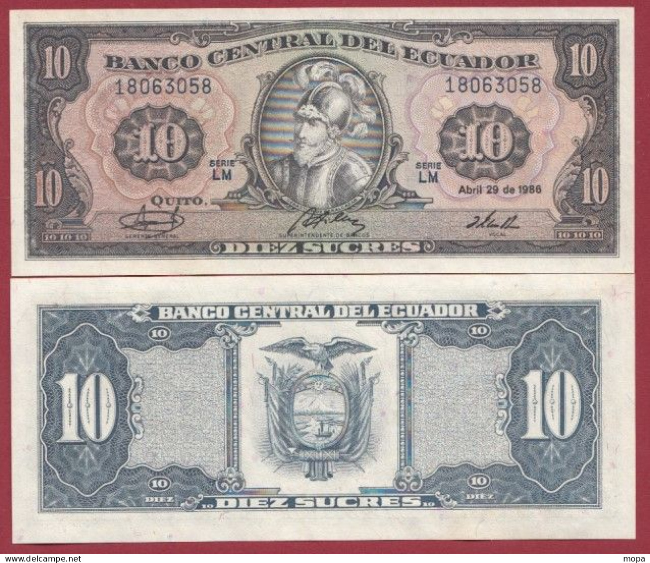 Equateur  -10 Sucres    ---1986---UNC --(322) - Ecuador