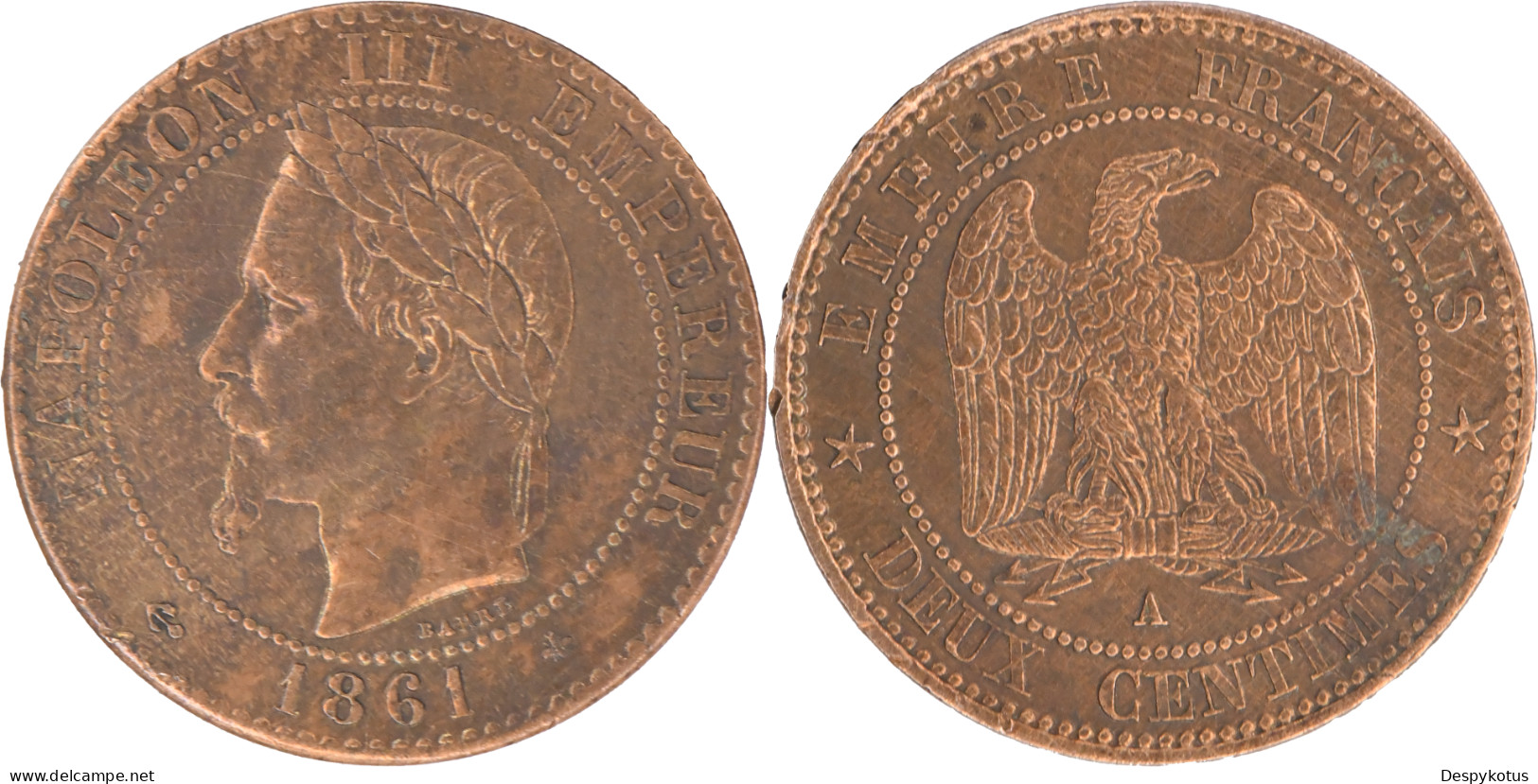 FRANCE - 1861 - DEUX CENTIMES Napoléon III - Paris (A) - 18-309 - 2 Centimes