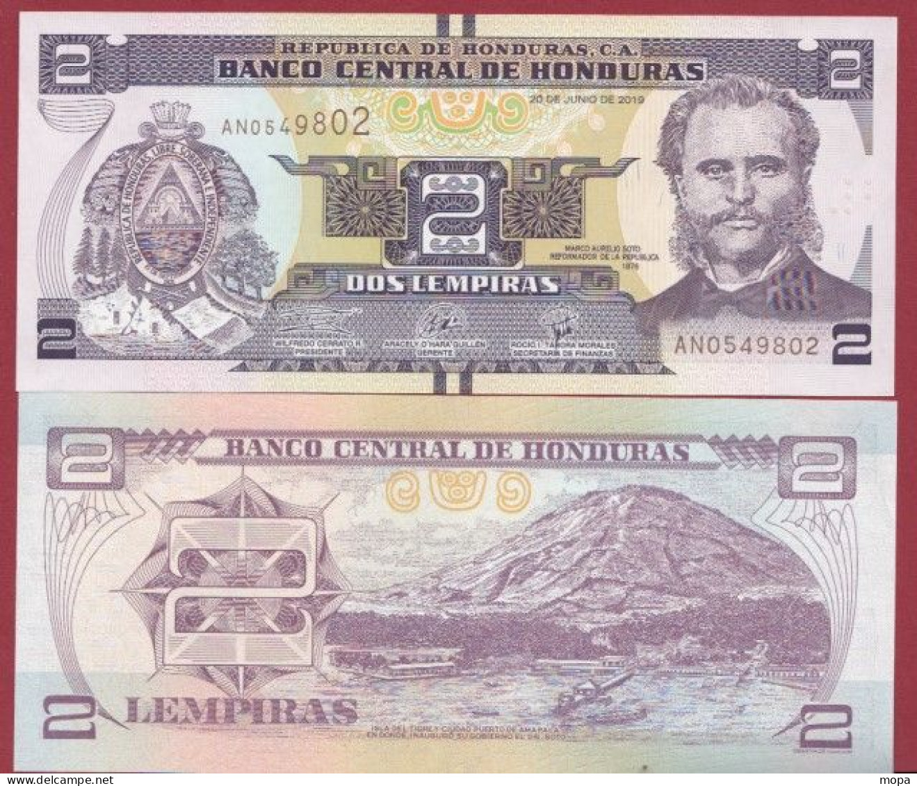 Honduras  -2 Lempiras    ---2019---UNC --(329) - Honduras