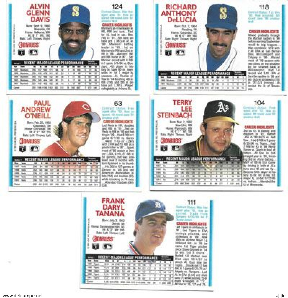 Famous American Baseball Players (Major League Baseball (MLB)) 5 Cards - Verzamelingen