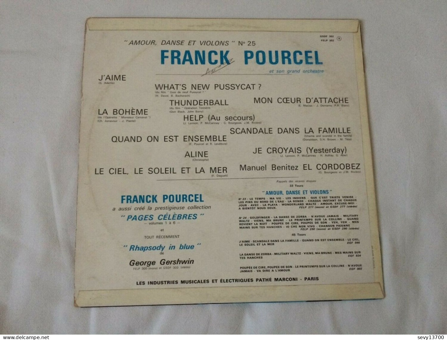 33 Tours Franck Pourcel Et Son Grand Orchestre Amour Danse Et Violons N° 25 - Dance, Techno & House