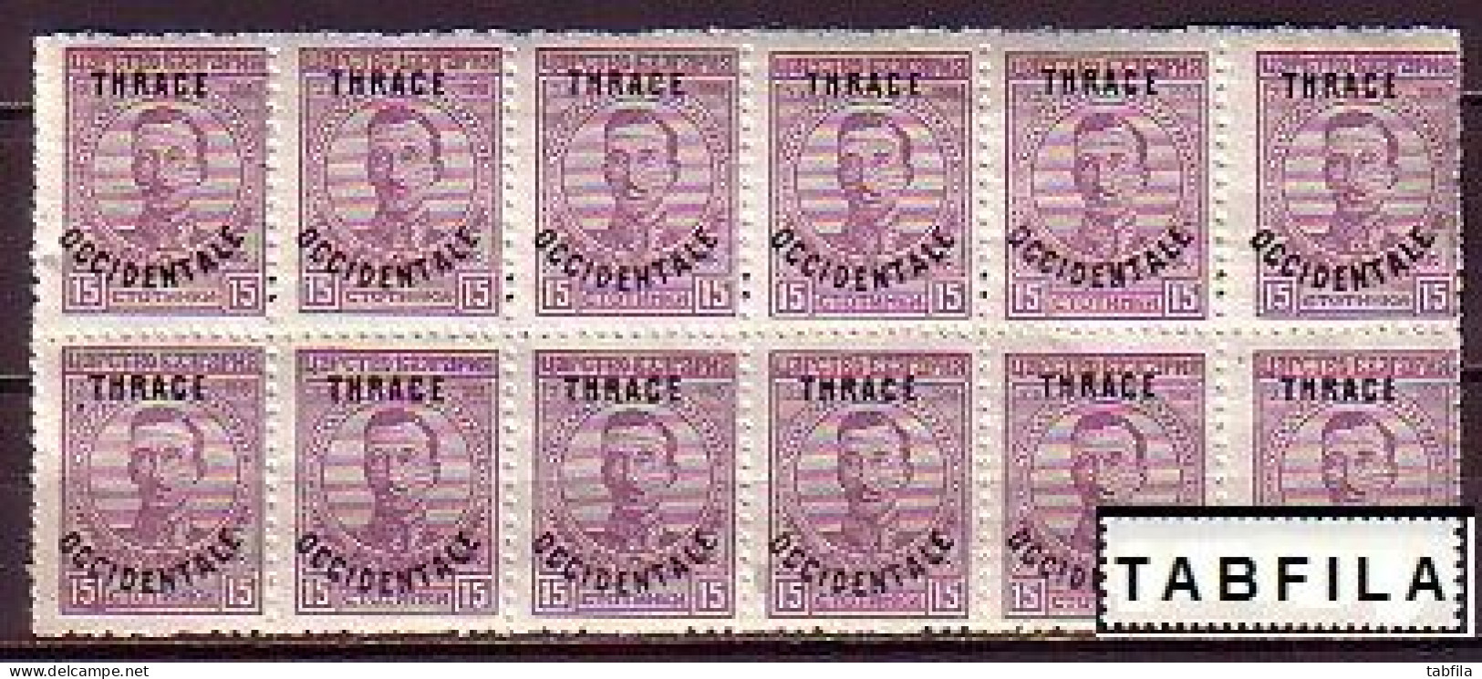 BULGARIA - 1920 - Tim.de 1919 Avec Surcharge "Thrace Occidentale" -  15st -  Mi No 22 - MNH PF De 12 - Neufs