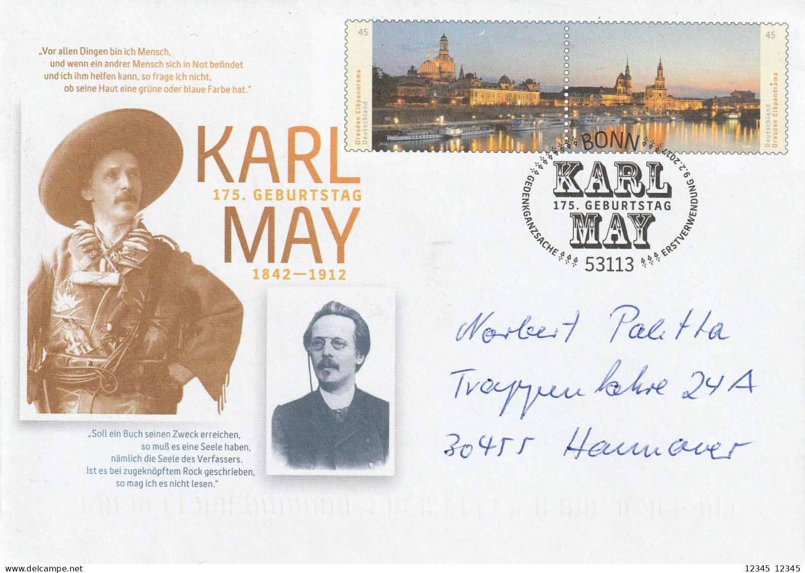 Duitsland 2017, Prepayed Letter, Karl May - Buste Private - Usati