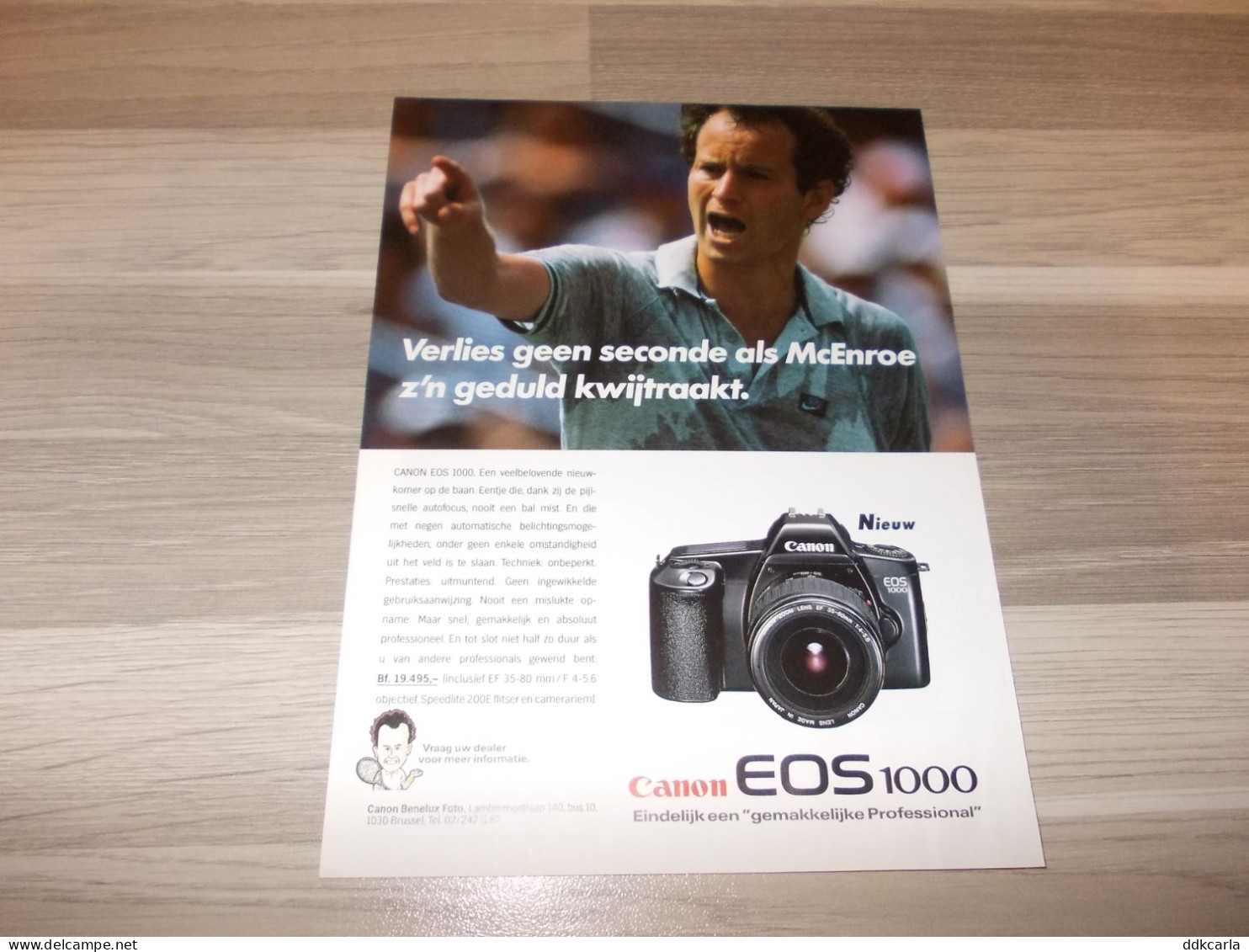 Reclame Advertentie Uit Oud Tijdschrift 1991 - Canon EOS1000 Een Gemakkelijke Professional - McEnroe Tennis Ster - Publicités