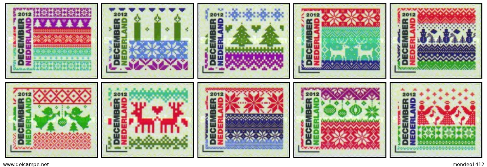 Nederland 2012 - NVPH 3002/3011 - Serie Kerstmiszegels, Christmas - MNH - Nuevos