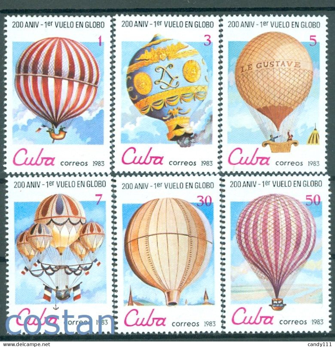 1983 Aviation,Balloons Flight 200th Anniv,Montgolfiere,Gustave,Cuba,2725,MNH - Altri (Aria)