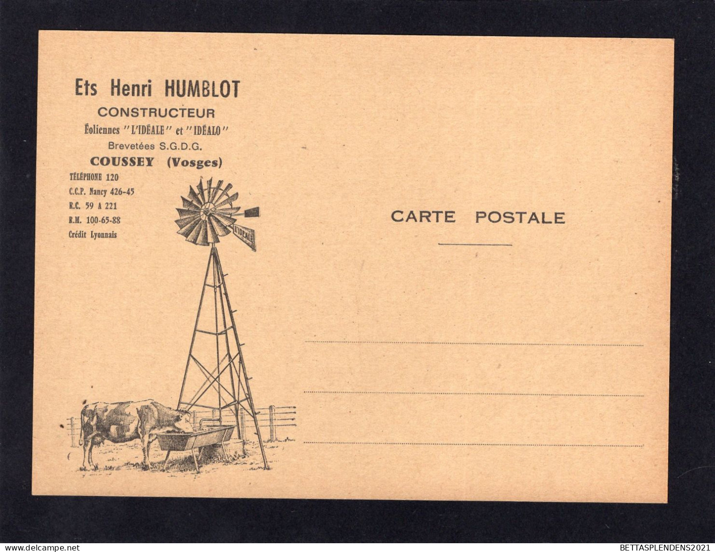 COUSSEY  (Vosges) - Carte Postale Publicitaire - Ets Henri HUMBLOT - Constructeur - Coussey