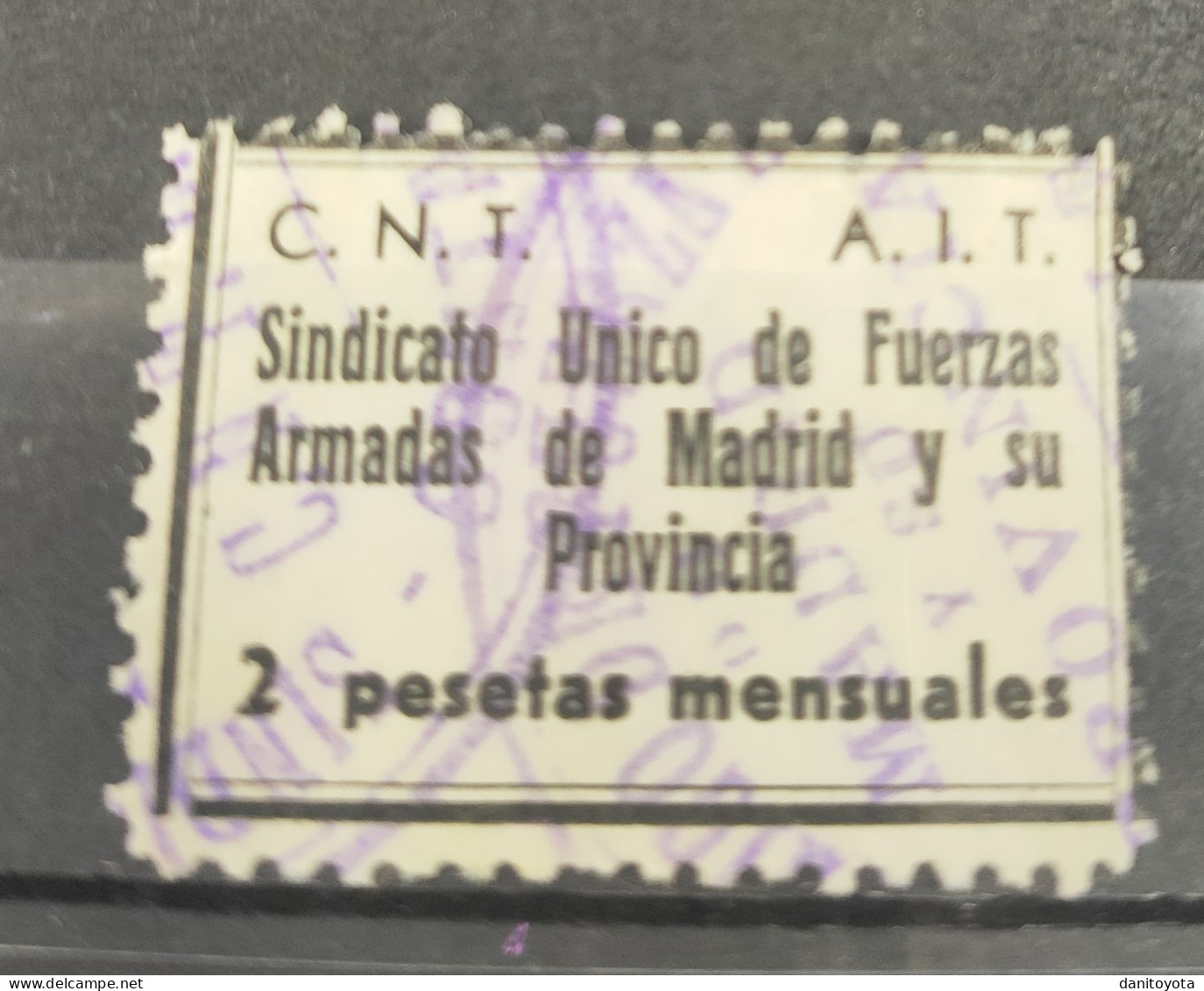 MADRID. EDIFIL N/C. 2 PTAS NEGRO CNT- AIT. - Republikanische Ausgaben