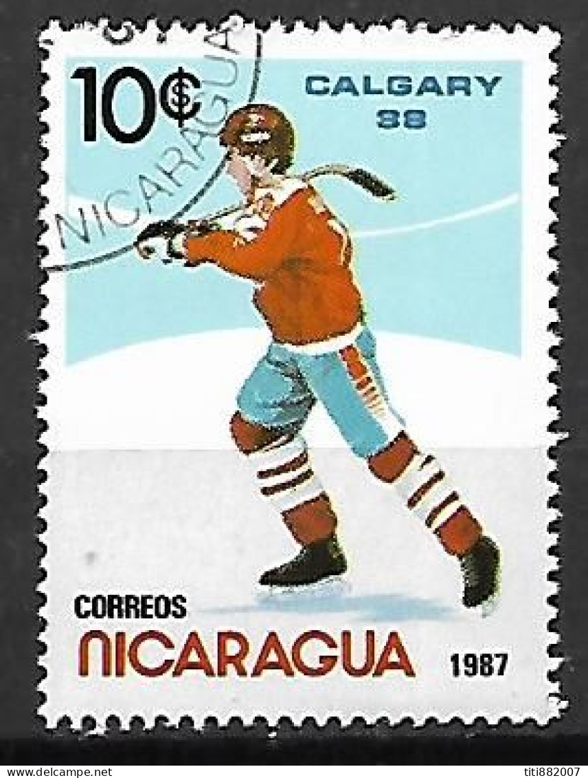 NICARAGUA    -   HOCKEY  SUR GLACE   -   1988.  JO De Calgary   Oblitéré - Jockey (sobre Hielo)